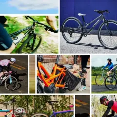 Różne rodzaje rowerów: górski, miejski, szosowy, elektryczny i cargo.