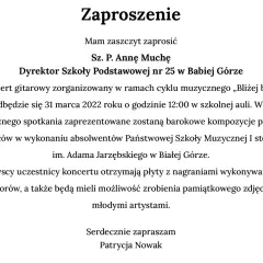 Zaproszenie na koncert gitarowy z barokowymi kompozycjami.