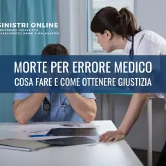 Medico disperato, assistito da collega, affronta le conseguenze di un possibile omicidio colposo medico. Testo: "Morte per errore medico".
