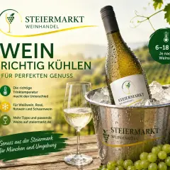 Die richtige Trinktemperatur für Wein: 6-18°C je nach Weinstil. Steiermark Weinhandel empfiehlt die perfekte Kühlung für Genuss.