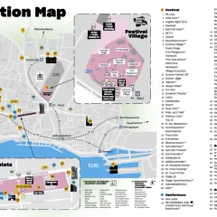 Karte des Reeperbahn Festivals mit Spielbudenplatz, Festival Village und vielen Locations.