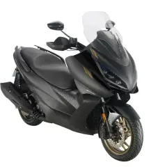 Scooter Zontes E350 negro mate, con detalles dorados. A pesar de su diseño, algunos usuarios reportan zontes e350 problemas.