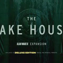 The Lake House" - nowy dodatek do Alan Wake 2, z pieczęcią Federalnego Biura Kontroli i amerykańską flagą.