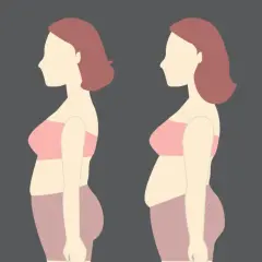 Sylwetki kobiet pokazują różne stopnie tuszy, od szczupłej do bardziej zaokrąglonej. Ilustracja sugeruje, ile można schudnąć w tydzień, prezentując progresję.