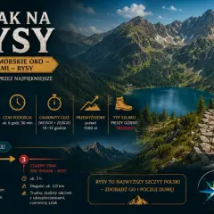 Wędrówka na Rysy od strony polskiej: szlak przez Morskie Oko i Czarny Staw. Trudna, całodniowa wyprawa.
