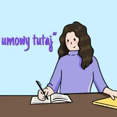 Kobieta pisze w zeszycie, obok laptop z naklejkami. Pamiętaj o możliwości odstąpienia od umowy w ciągu 14 dni.
