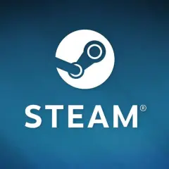 Logo Steam na niebieskim tle. Gdzie jest rynek Steam na telefonie? Tutaj znajdziesz odpowiedź.