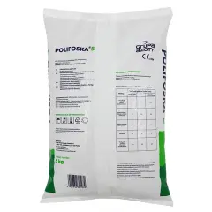 Opakowanie nawozu Polifoska 5 o masie 5 kg z instrukcją stosowania.