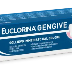 Gel Euclorina Gengive per sollievo immediato dal dolore, crea una barriera protettiva contro i batteri e previene le infezioni orali. Non macchia i denti, senza clorexidina.