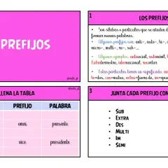 Ejemplos de palabras con prefijos como "increíble", "submarino" y "supermercado". Se explican prefijos y su significado.