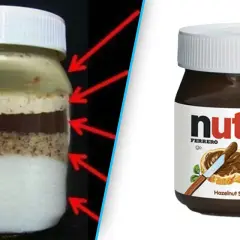 Słoik z warstwami składników Nutelli i gotowy produkt. Zastanawiasz się, ile kalorii ma łyżeczka Nutelli?