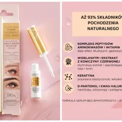 Serum Eveline na porost rzęs i brwi. Zapewnia dłuższe i gęstsze rzęsy dzięki naturalnym składnikom. Efekt widoczny po 8 tygodniach.