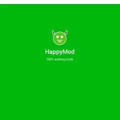 Logo HappyMod z uśmiechniętym diabłem i napisem "100% working mods". Czy happymod jest bezpieczny? To pytanie nurtuje wielu graczy.