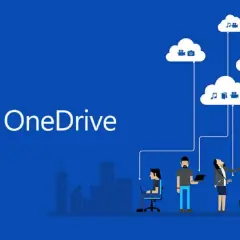 Personas interactuando con la nube de OneDrive, mostrando la copia de seguridad de archivos y datos.