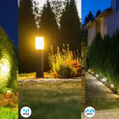 Magiczne światło w ogrodzie oświetla ścieżkę, rośliny i dom. Różne poziomy ochrony IP zapewniają bezpieczeństwo.