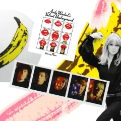 Andy Warhol's Velvet Underground z Nico, bananem i zdjęciami zespołu. W stylu "Venus in Furs".