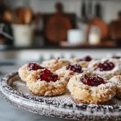 Små, söta syltkakor med sylt i mitten, pudrade med florsocker. Ett perfekt syltkakor recept för fikat.