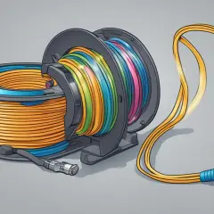 Bobines de câble fibre optique multicolore, prêtes à être déployées sur une longueur maximum.