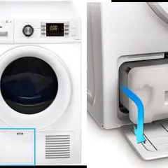 Sèche linge Vedette. Le filtre à condensation est retiré, peut-être que le sèche linge ne chauffe plus à cause de cela.