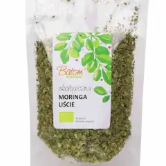 Opakowanie ekologicznych liści moringa marki Batom. Nie daj się nabrać na ściemę, to prawdziwe liście!