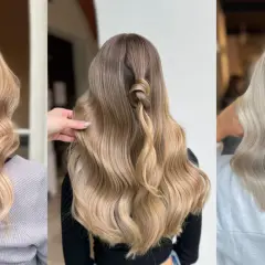 Trzy odsłony pięknych, falowanych włosów blond. Od ciepłego miodowego blondu, przez subtelne refleksy, po chłodny platynowy odcień. Idealna pielęgnacja włosów blond.