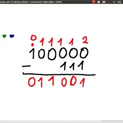 Przykład jak rozwiązać system binarny: odejmowanie 100000 - 111 = 011001.