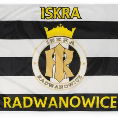 Sektorówka z herbem klubu "Iskra Radwanowice" i napisem "ISRA" oraz "RADWANOWICE".