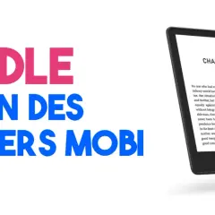 Kindle : la fin des fichiers MOBI. Un appareil électronique affiche un livre, montrant différents formats de livres numériques.