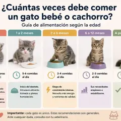 Guía de alimentación para gatitos: qué comen los gatos bebés varía según su edad, desde leche materna hasta comida sólida.