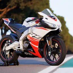 Aprilia RS 125 en blanco y rojo, lista para la acción. Descubre su precio y enamórate de su diseño deportivo.