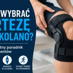 Osoba z ortezą na kolanie, która zapewnia stabilizację i wsparcie. Poradnik "Jak wybrać ortezy na kolano?".