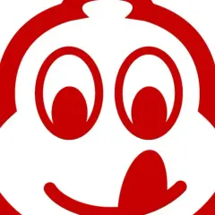 Uśmiechnięta postać z czerwonym logo Michelin, symbolizująca doskonałe jedzenie, które zasługuje na wyróżnienie bib gourmand.