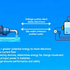 Porównanie: volt jak ciśnienie wody napędza elektrony, a wat to moc. Wyższe volt to większa energia.