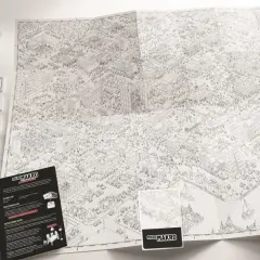 Gra Mikro Makro: plansza z miastem, karty z zadaniami i pudełko. Szukaj szczegółów na mapie!