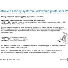 Instrukcja zmiany systemu kodowania pilota serii VA. Opisuje kodowanie ARC i HCS, jak w instrukcji beretta super exclusive manual.