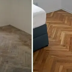 Przed i po cyklinowaniu parkietu. Zobacz, ile kosztuje cyklinowanie parkietu i jak odmienić wnętrze.