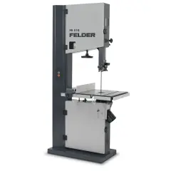 Une scie à ruban FELDER FB 510, machine professionnelle pour la découpe du bois, avec son design gris et anthracite.