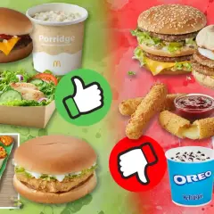 McMuffin, burgery, sałatka, wrap, frytki z serem, McFlurry i inne produkty McDonald's.