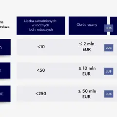 Sektor MŚP: kryteria dla mikro, małych i średnich firm. Określa liczbę zatrudnionych, obrót roczny lub sumę bilansową.