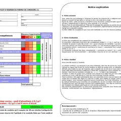 Certificat d'examen du permis de conduire, avec le résultat "Favorable (2)". Ce document détaille les compétences évaluées pour le résultat du permis de conduire.