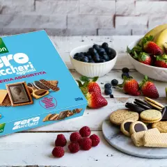Scatola di biscotti Gullón Zero Zuccheri, assortiti, con frutta fresca e kiwi. Perfetti per chi cerca biscotti senza zucchero.
