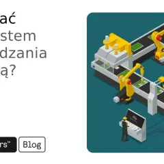 Automatyczna linia produkcyjna z robotami i pracownikiem przy konsoli sterowania. Wybór dobrego systemu zarządzania produkcją usprawnia procesy.