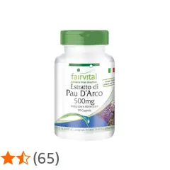 Integratore alimentare Fairvital Estratto di Pau D'Arco 500mg, 90 capsule. Senza glutine e lattosio.