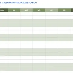 Plantilla calendario semanal en blanco con horas y días de la semana para organizar tu tiempo.