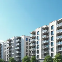 Nowoczesne bloki mieszkalne z balkonami. Zastanawiasz się, ile wynosi czynsz za mieszkanie własnościowe Warszawa?
