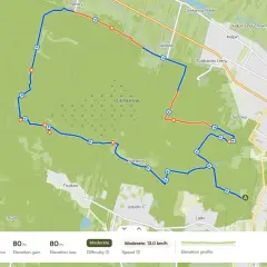 Trasy MTB Warszawa: mapa 32,4 km pętli przez lasy Siera-kowa i okolic. Trasa umiarkowana, 2h 29m w ruchu.