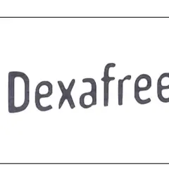 Napis "Dexafree" w ciemnoszarym kolorze, na białym tle.