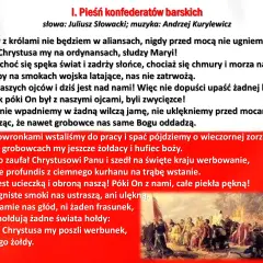Pieśni patriotyczne, utwory z tekstem Juliusza Słowackiego i muzyką Andrzeja Kurylewicza, wzywają do walki o wolność.