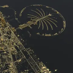 Złota mapa Dubaju, w tym Palma Jumeirah. Zastanawiasz się, dlaczego lottomilionerzy inwestują wygrane w złoto i nieruchomości w Dubaju?