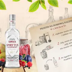 Butelka Soplicy Spirytus Naleśnikowy, owoce i przepis na domową nalewkę. Idealny spirytus do nalewek.
